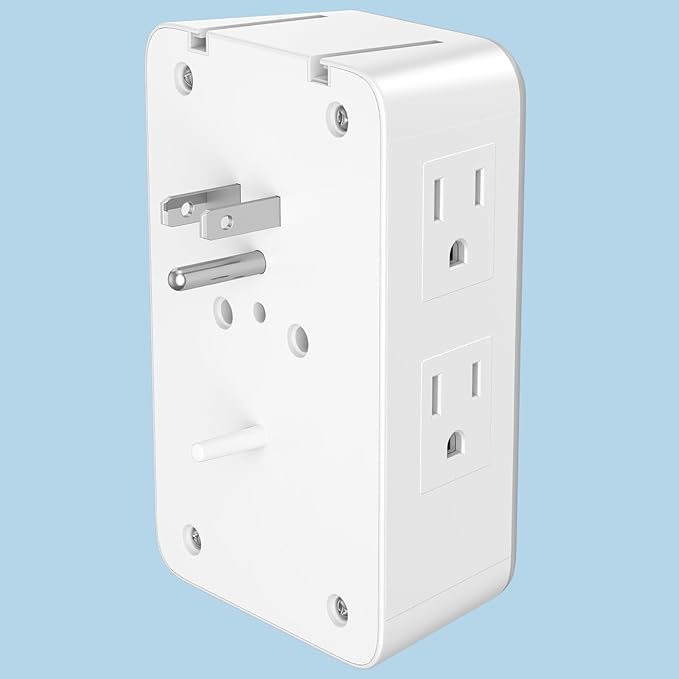 Wall Outlet Extender with USB Charging Ports 9 in 1 Plug Extension Block Multiple AC Outlets Splitter Power Hub Wall Tap 1500J Surge Protection Night Light Dusk to Dawn Sensor Switch ETL Listed