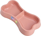 Lightweight Small Dog Puppy Cat Food and Water Bowls 6 oz Double Pink Plastic Portable Outdoor Travel Dish (Indie Pink)