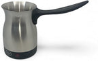 Electric Turkish Coffee Maker Kettle Pot Stainless Steel Cool Touch Handle Travel Size, Fast Boil & Keeps Water Boiling for Arabic & Greek Coffee, Tea 0.3L (SILVER)