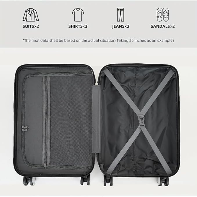 LARVENDER Luggage 6 Piece Expandable Luggage ABS Hardshell Carry on Suitcase with Spinner Wheels TSA Lock, Large Checked Travel Suitcase for Women and Men, Navy Blue(16/20/24/28/DB/TB)