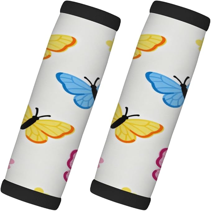 2 Pack Luggage Handle Wrap with Travel Tags - Non-Slip Protective Cover Soft Handle Grips Covers for Suitcase(Butterfly)