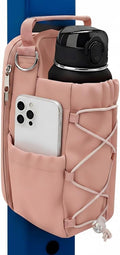 Magnetic Gym Bag for Men Women-Water Bottle Carrier Holder with Strap & Phone Pockets for 40oz Tumbler with Handle, 4 Built-in Magnets Small Gym Bag for Sports, (Pink)