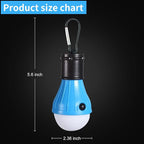 LED Camping Tent Lantern, Portable Outdoor Waterproof Emergency Light Bulb, Battery Powered with Clip Hook, Super Bright, for Hiking, Party，Camping, Fishing, Power Failure (=4 Packs, Multi-Color)