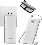 Portable Power Bank, Ultra Slim 10000mAh Portable Charger, USB C External Battery Pack with Built-in AC Plug, Charging Cable, Output Port, Compatible with All Kinds of Cellphones …