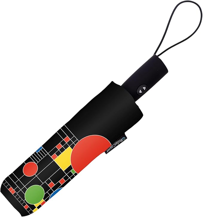 RainCaper Frank Lloyd Wright Windproof Auto Open Close 43” Coverage Folding Travel Umbrella with Matching Sleeve