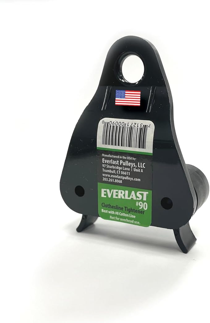 EVERLAST Clothesline Kit w/ 2 Pulleys, 3 Separators, 1 Line Tightener & 2 Hooks (100 Feet Clothes Line Included) | Complete Laundry Hardware Set | Weatherproof | Made in USA | Model #100
