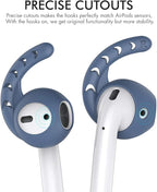 AhaStyle 3 Pairs AirPods Ear Hooks Cover Silicone Accessories Compatible with Apple AirPods and EarPods Headphones(Navy Blue)
