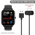 Charger for Amazfit Bip 5/3, T-Rex Pro, GTS 4 Mini, GTS 2/2e, GTR 2/2e, 2 GTR Mini Smart Watch - Replacement Magnetic Charging Cable (2-Pack, 1m/3.3ft)