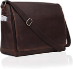Leather Farm Messenger Bag for Men & Women 15.6 Inch – Premium Vintage Handmade Laptop Briefcase Satchel, Mens Shoulder Crossbody, Genuine Leather Computer Bag with Adjustable Strap Brown