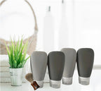 Travel Bottles for Toiletries, TSA Approved 3oz Leak Proof Silicone Soft Refillable Squeeze Travel Size Containers BPA Free for Cleansers, Lotions, Shampoo, Conditioner 4pk (2Black-2Gray)