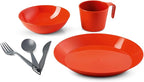 GSI Outdoors Cascadian Table Set I 6-Piece Camping, Backpacking Mess Kit, Plastic BPA Free, Plate, Bowl, Mug, Cup & Cutlery Set