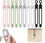 12PC Data Cable Organizer, 2026 Upgrade Silicone Cable Ties Reusable Cable Management Organizers, Multipurpose Elastic Cord Organizer for Fastening and Bundling Cable Cords Wires (10PC Mix)