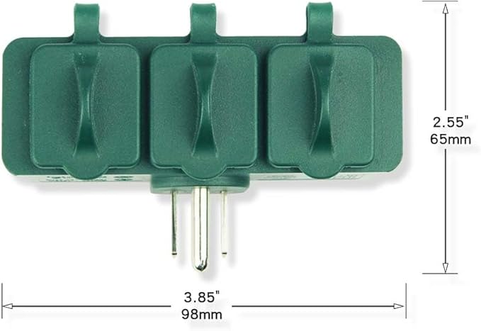 OSKOS 3-Prong Weatherproof 3-Outlet Extender Adapter, Heavy Duty Triple Grounding Outlet with Dust-Proof Cover. Indoor/Outdoor Use, ETL Listed, 4 Pack.