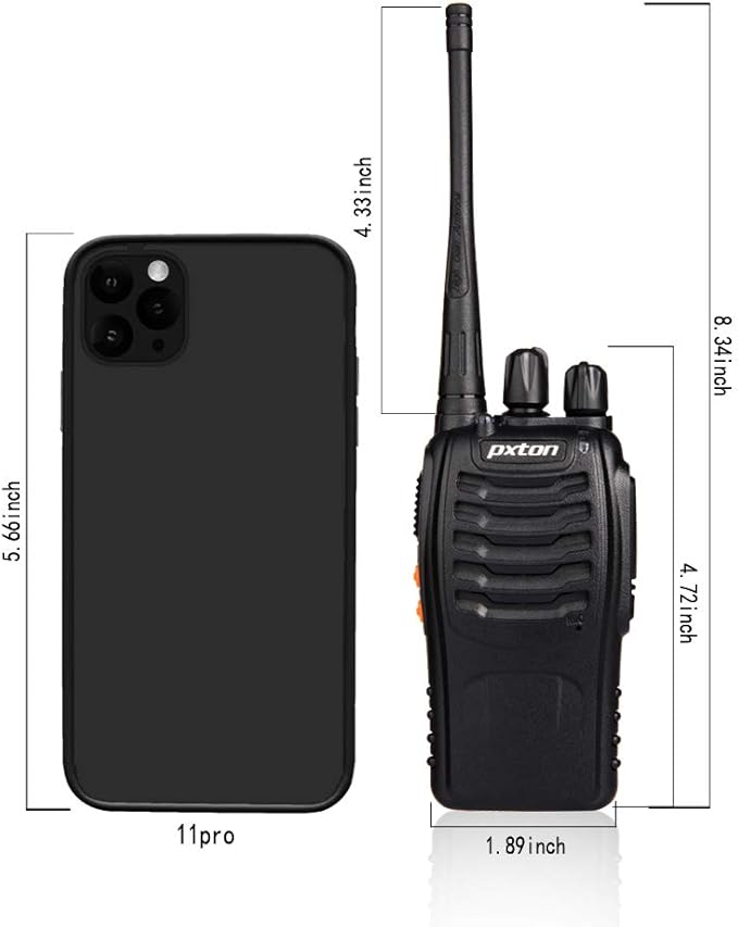 pxton Walkie Talkies for Adults Two Way Radios Long Range with Headphones,16 Channel Handheld 2 Way Radio Rechargeable with Flashlight Li-ion Battery and Charger（10 Pack）