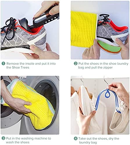 Teletrogy Shoes Laundry Bag Keep Shoes Clean, Shoe Wash Bag for Washing Machine, Durable Zipper Laundry Washing Bag, Sneaker Tennis Cleaner Kit Adjustable Shoe Trees - Home Dorm Travel Essentials