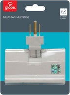 Globe Electric 46505 3-Outlet Lateral Swivel Grounded Wall Adapter Tap, White Finish