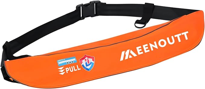 Automatic Inflatable Belt Pack Water Sports Jacket Waist Belt PFD for SUP Paddleboarding Fishing Boating Kayaking（fit 80-330 lbs） (Orange)