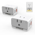 Outlet Extender 2 Pack, 2 AC Multi Plug Wall Outlet with 2 USB Ports (1 PD 20W USB C Charger), Outlet Splitter 3 Way Angled Wall Plug Adapter with Night Light, for Kitchen Bathroom Travel Cruise Ship