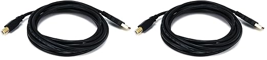 Monoprice 10ft Gold Plated 28/24AWG USB 2.0 A Male to B Male Cable (Pack of 2)