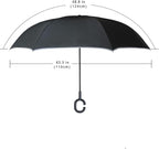 Nander Windproof, Reverse Umbrella, Umbrellas for Women with UV Protection, Upside Down Umbrella with C-Shaped Handle- Pink Cartoon Flamingo