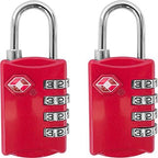 TSA Locks for Luggage, 2-Pc Durable Steel Padlock, Keyless Easy to Read 4-Digit Combination Lock for Backpacks, Travel Suitcases, Toolbox, Filing Cabinets, Baggage & Gym Locker, Red