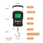 Rechargeable Lugagge Scale Portable Electronic Hook Scale Digital Hanging Bag Luggage Weight Scale Fishing Scale with Measuring Tape 165Lb Black