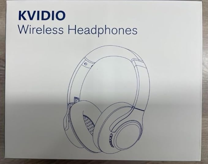 KVIDIO Bluetooth Headphones Over Ear, 65 Hours Playtime Wireless Headphones with Microphone, Foldable Lightweight Headset with Bass and Stereo Sound Low Latency for Travel Work Cellphone