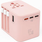 45W Universal Travel Adapter – Compact Plug with 3 USB-C & 2 USB-A Ports for EU/UK/US/AU, International Power Adapter Worldwide Charger, CE/FCC/RoHS Certified (313-Pink)