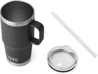 YETI Rambler 25 oz Tumbler with Handle and Straw Lid, Travel Mug Water Tumbler, Vacuum Insulated Cup with Handle, Stainless Steel, Black