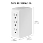 FiiMan 6 Outlet Wall Adapter, UL Listed 3-Prong Grounded Outlet to The Side, Wall Plug Side Access Adapter, 6 Way Outlet Extender Tap, White (2)
