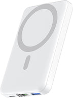 podoru for Magsafe Power Bank, 10000mAh Magnetic Portable Charger with 22.5W PD Fast Charging USB-C Cable LED Display Wireless Battery Pack for iPhone 17/16/15/14/13/12 Series-White
