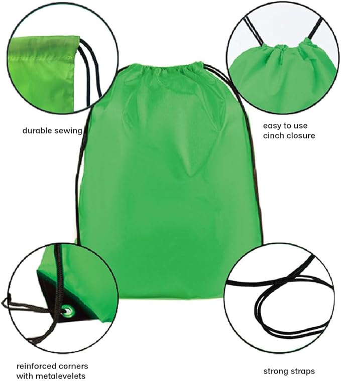 Drawstring Backpack Bulk 20 Pcs Draw String Backpack Bags DIY Gym Sports Traveling Yoga Cinch Bag Sackpack Drawstring (Green)