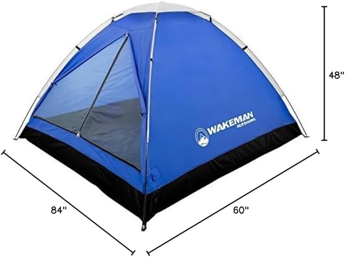 2 Person Camping Tent with Rain Fly and Carrying Bag – Lightweight Outdoor Pop Up Tents for Camping Essentials, Music Festivals, Backpacking, Hiking, or Beach Shelter by Wakeman Outdoors
