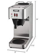 Waring WCM50 Café Deco Pour Over Decanter Coffee Brewer, Stainless Steel Construction, Two Individually Operated Warmers, No Plumbing Required, 120V, 5-15 Phase Plug,Silver