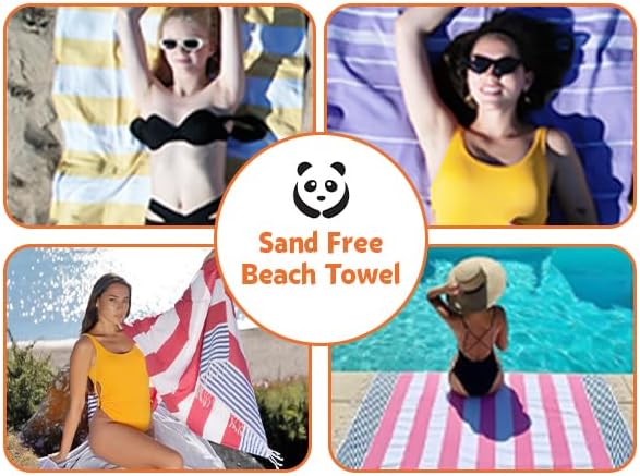 HAVLULAND Pack of 6 Beach Towels,%100 Cotton, Turkish Bath Towel Set, Lightweight, Quick-Dry, Super Absorbent |Extra Large 72 x 40''| Sand Free, Turkish Beach Towel, Oversized & Compact Travel Towels
