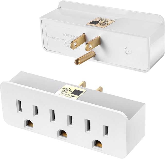 TENINYU 3 Outlet Adapter Extender - UL Listed 1875W/15Amps 3 Way Grounded Polarized Plug Extender Power Strip, Wall Plug 1 to 3 Outlet Splitter with 3 AC Outlets for Household Appliances (2)