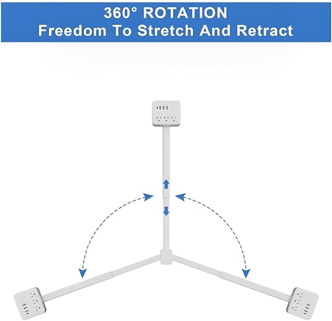 Electrical Outlet Extender Features USB-A,USB-C,2 AC Outlets,Wall Power Socket Expander Stick,Extendable Rotating Electric Outlet Plug Adapter Nightstands,Sofa,Desks and More Hard to Reach Space (A01)