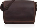 Leather Farm Messenger Bag for Men & Women 15.6 Inch – Premium Vintage Handmade Laptop Briefcase Satchel, Mens Shoulder Crossbody, Genuine Leather Computer Bag with Adjustable Strap Brown