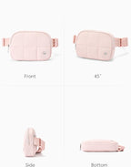 WESTBRONCO Puffer Fanny Packs for Women Quilted Nylon Waterproof Belt Bag with 2 Zipper, Puffy Crossbody Bag with Adjustable Strap, 1L Waist Bag for Travel Daily