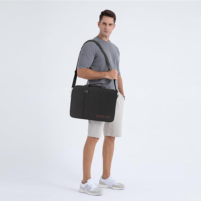 DOMISO 15.6 inch Laptop Bag Business Briefcase Water-resistant Notebook Messenger Shoulder Bag for 15.6" ASUS ZenBook Chromebook 15/Lenovo Ideapad ThinkPad/HP Pavilion 15 Envy 15,Black