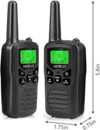 MOICO Long Range Walkie Talkies for Adults with 22 FRS Channels, Family Walkie Talkie with LED Flashlight VOX LCD Display for Hiking Camping Trip (Black 2 Pack)