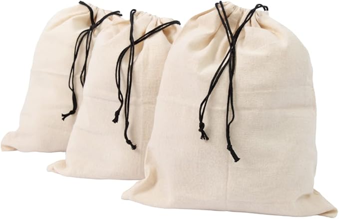 Organic Cotton Dust Proof Storage Bags for Handbags - Large Purse Storage Bags - Dust Bag Cover for Expensive Purses & Handbags - Extra-Large Cotton Drawstring Storage Bags (3 Bags - 26"x20")