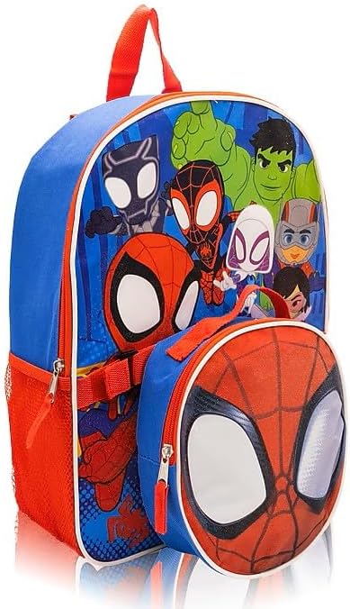 Fast Forward Spider-Man Boys Backpack and Lunch Box Set - 2 Piece 15'' School Backpack with Detachable Lunch Bag, Size One Size, Spidey and Friends Multi