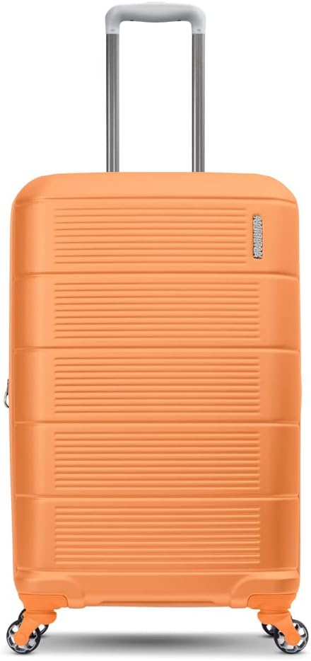 American Tourister Stratum 2.0 Expandable Hardside Luggage with Spinner Wheels, 24-Inch Checked-Medium, Papaya