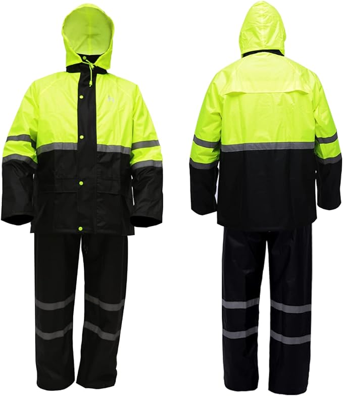 Rain Suit, High Visibility Reflective Safety Jacket, Lightweight Rain Gear, Waterproof Rain Jacket with Pants
