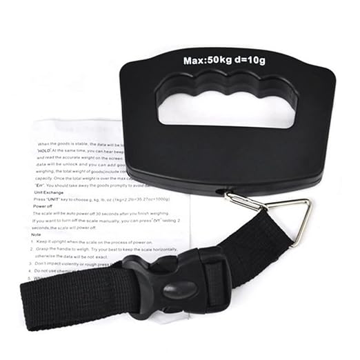 Portable Handheld Accurate High Precision Digital Travel Suitcase Luggage Weighing Electronic LCD Display Scale with Strap Upto 110 Pound Selectable Weigh Units