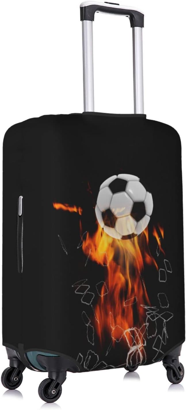 Travel Luggage Cover Suitcase Protector, Soccer Football Ball Breaking Nets Thickened Washable Elastic Anti-scratch Luggage Sleeve with Concealed Zipper for Wheeled Suitcase Fits 25-28 Inch Luggage