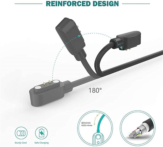 [2 Pack] Universal Smart Watch Charger Magnetic, VeryFit / da fit Smartwatch Accessories 2 Pin Replacement Charging Cable Compatible All 2.54mm - 2.84mm-Pin-Pitch Smart watch (Model A&B Only one Fit)