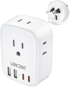 LENCENT Australia New Zealand Power Plug Adapter, US To Australia Plug Adapter with 4 Outlets, 4 USB Ports(2 USB C), Type I Plug Converter for US to AU Argentina China Fiji, Travel Essentials
