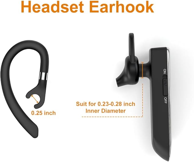 New bee Ear Hooks Replacement Ear Hook Clips- Snap-in Headset Spare Clamp Hook (Black, 3 Pack+Silicon)